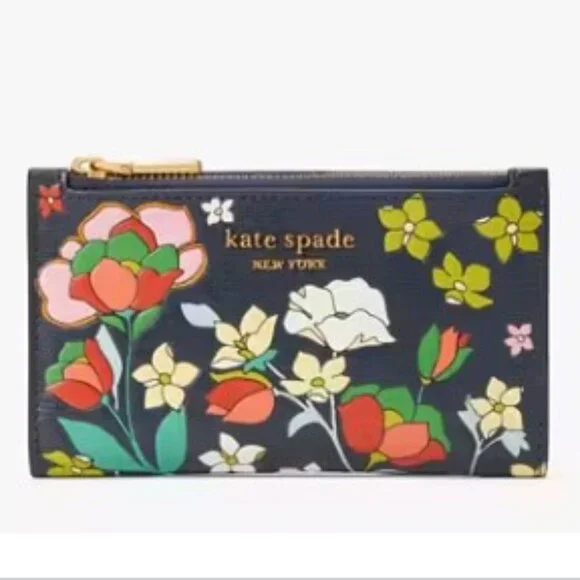 Kate Spade Morgan Flower Bed Wallet Compact Wallet Bifold Slim - Picture 4 of 7